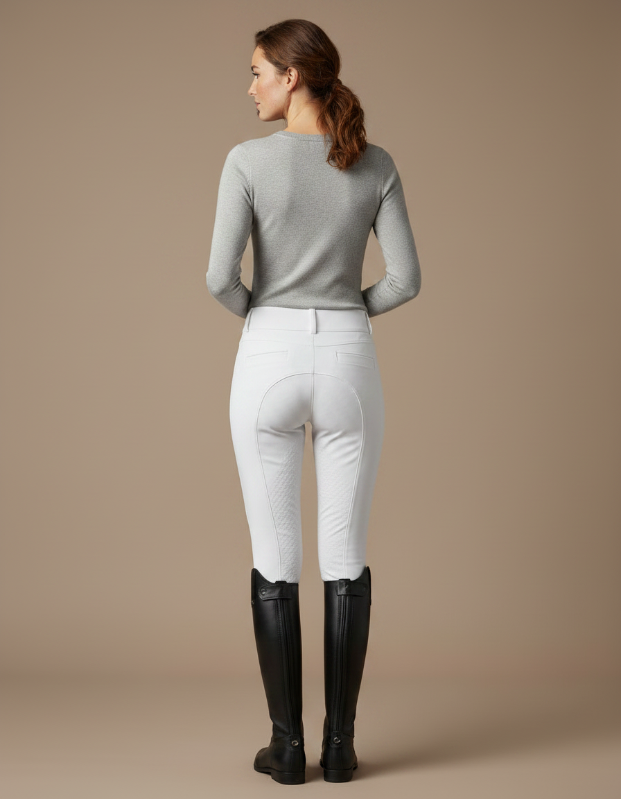 Pantalon Équitation Blanc Femme Ajusté Silicone Poches - Polyester - vue 2