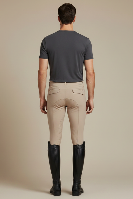 Pantalon Équitation Beige Homme Adhérent Silicone Stretch - Polyester - vue 2