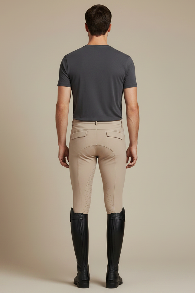 Pantalon Équitation Beige Homme Adhérent Silicone Stretch - Polyester - vue 2