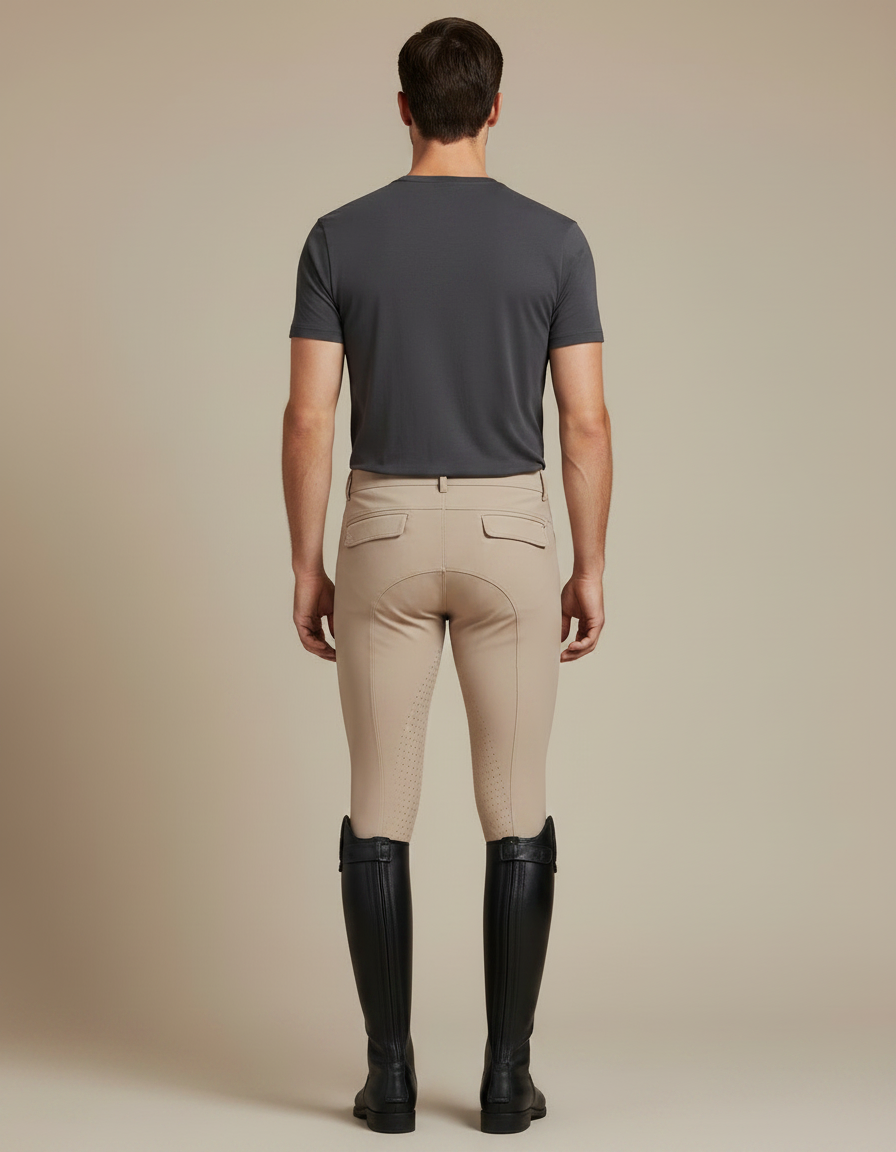 Pantalon Équitation Beige Homme Adhérent Silicone Stretch - Polyester - vue 2