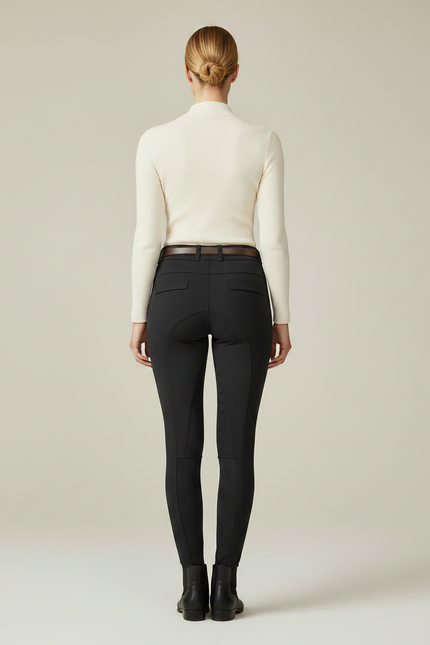 Pantalon Équitation Noir Adhérent Silicone Femme Élégant - Maille - vue 2