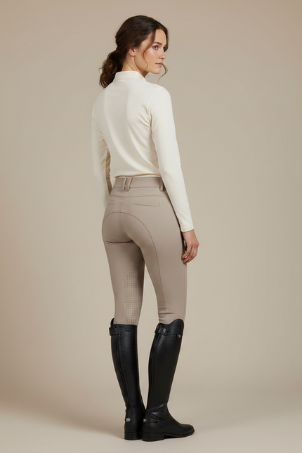 Pantalon Équitation Beige Femme Silicone Ajusté Confortable - Polyester - vue 2