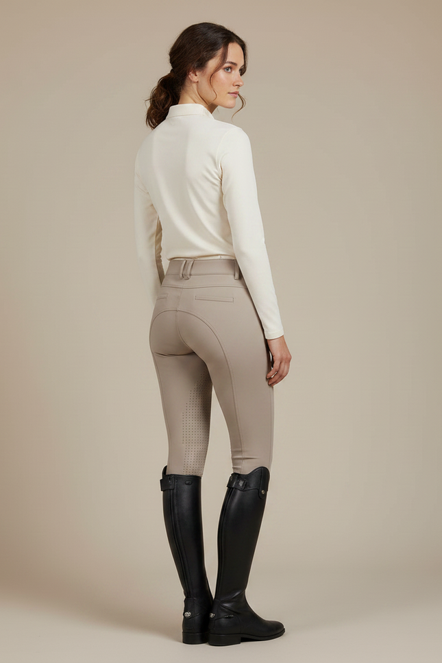 Pantalon Équitation Beige Femme Silicone Ajusté Confortable - Polyester - vue 2