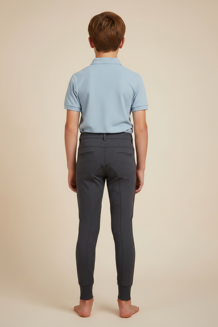 Pantalon Équitation Garçon Gris Silicone Ajusté Confortable - Polyester - vue 2
