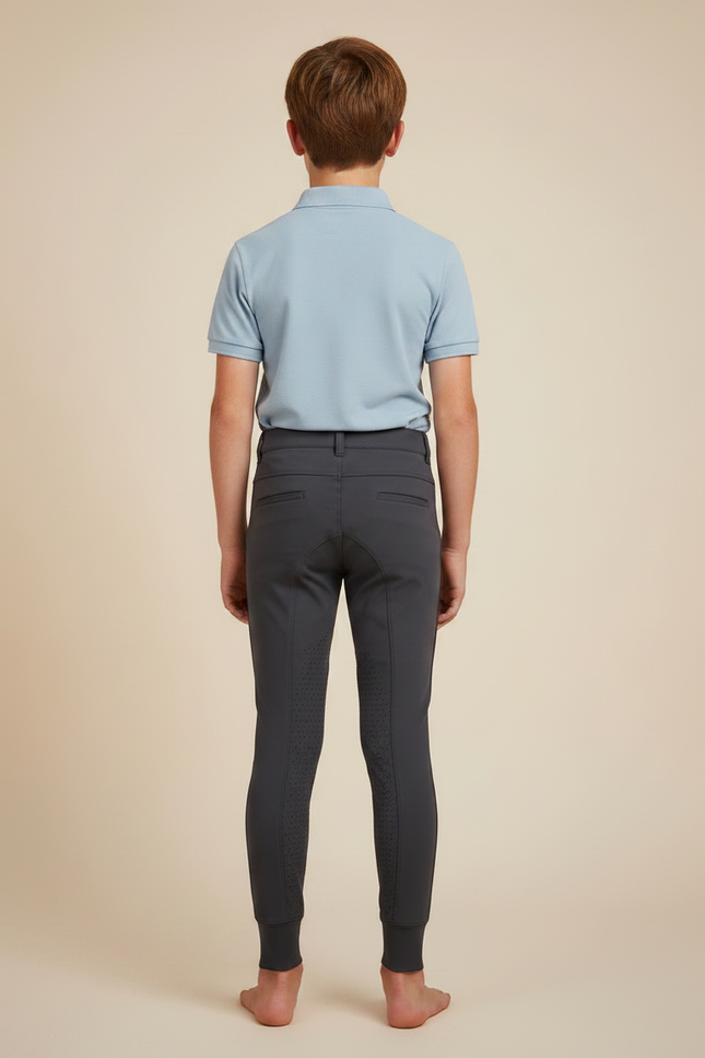 Pantalon Équitation Garçon Gris Silicone Ajusté Confortable - Polyester - vue 2