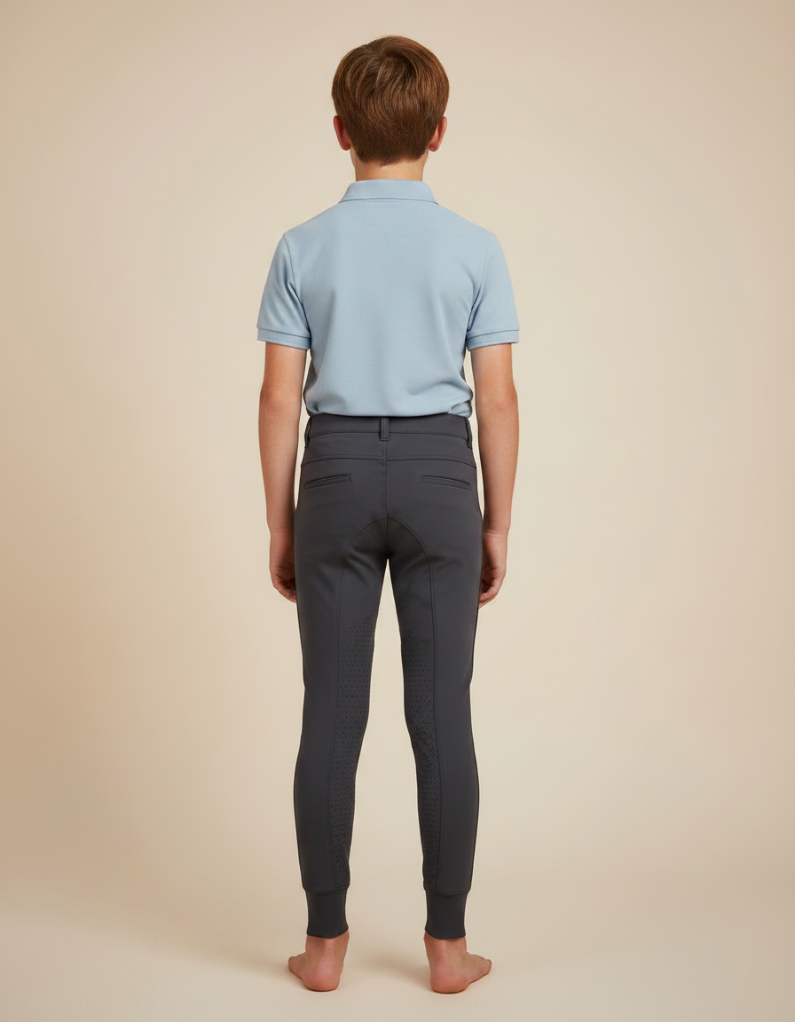 Pantalon Équitation Garçon Gris Silicone Ajusté Confortable - Polyester - vue 2