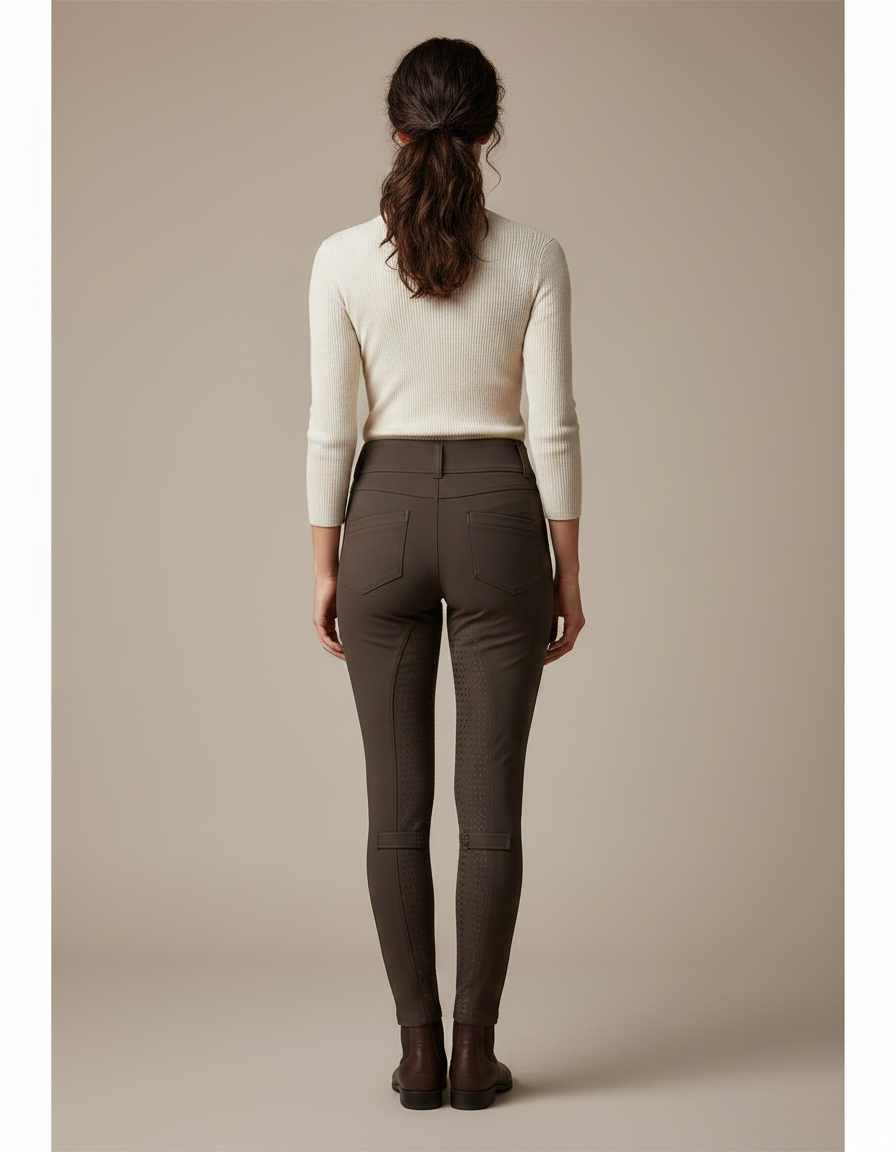 Pantalon Équitation Marron Femme Silicone Ajusté Confortable - Polyester - vue 2