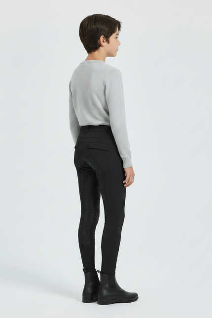 Pantalon Équitation Noir Enfant Silicone Ajusté Confortable - Polyester - vue 2