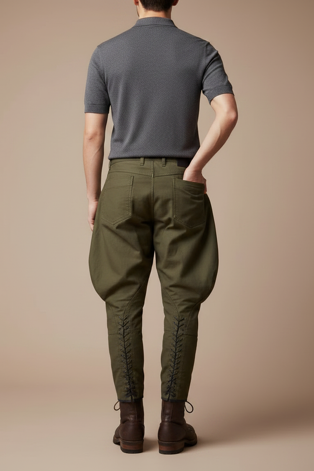 Pantalon Equitation Coton - Kaki Gabardine - vue 2