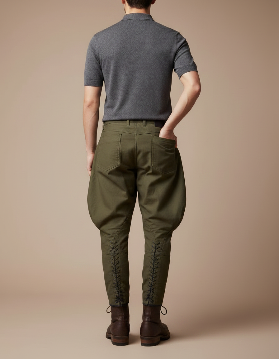 Pantalon Equitation Coton - Kaki Gabardine - vue 2