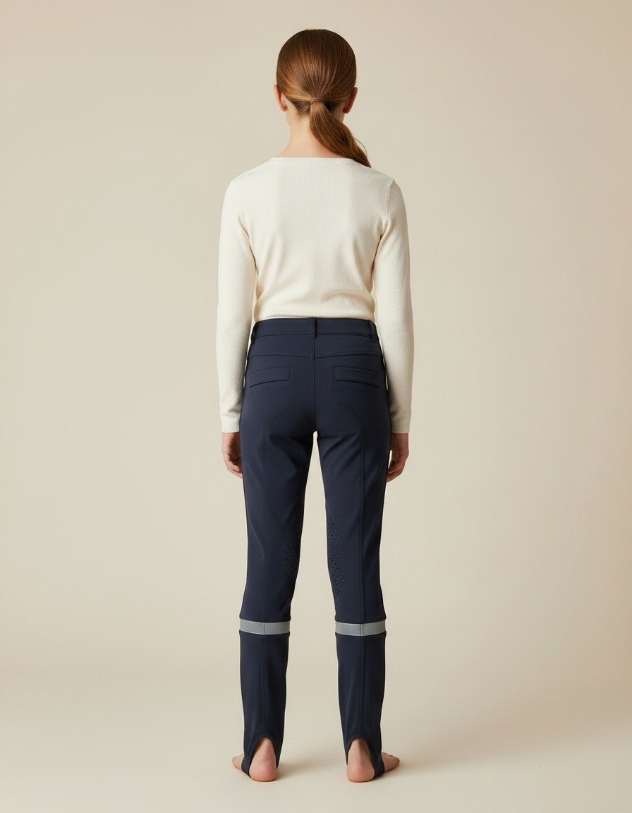 Pantalon Équitation Marine Enfant Silicone Ajusté Réfléchissant - Polyester - vue 2