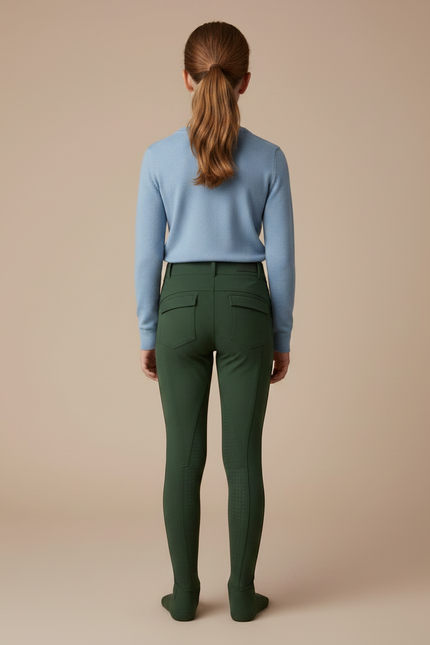 Pantalon Équitation Vert Fille Ajusté Confortable Silicone - Polyester - vue 2