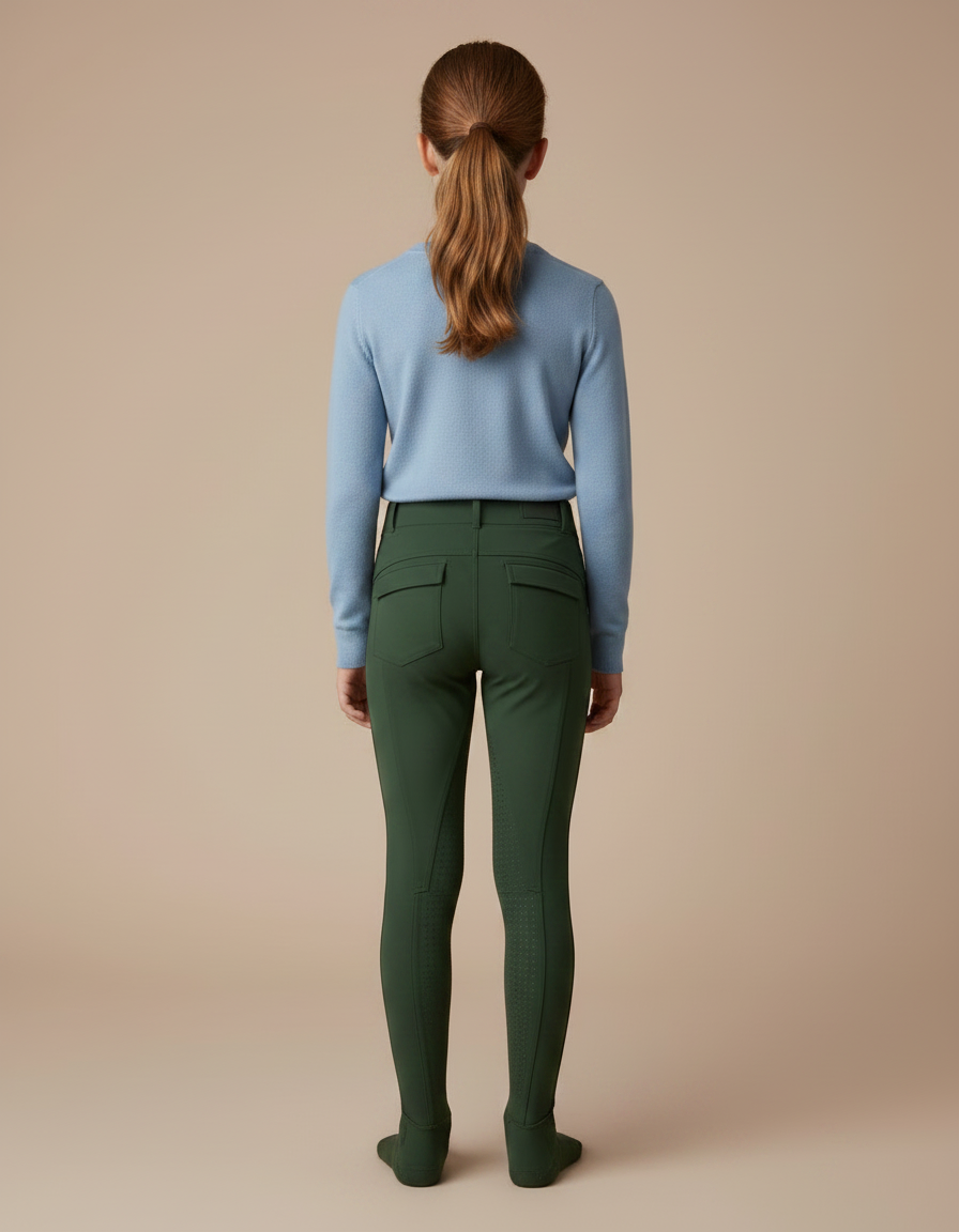 Pantalon Équitation Vert Fille Ajusté Confortable Silicone - Polyester - vue 2