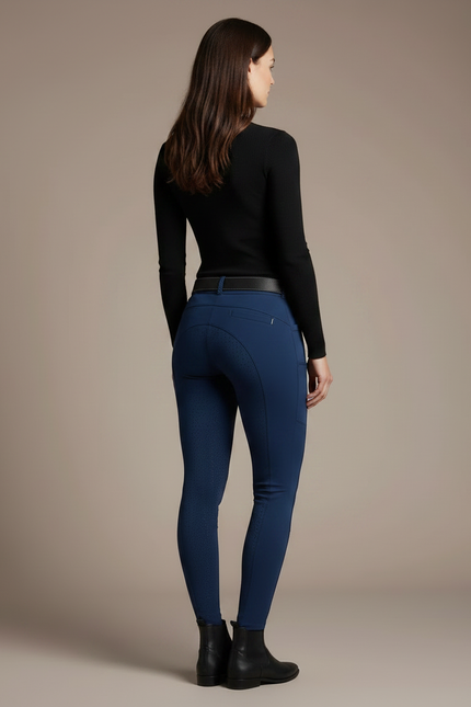 Pantalon Équitation Bleu Marine Femme Ajusté Poches Latérales - Polyester - vue 2