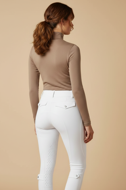 Pantalon Équitation Blanc Femme Silicone Ajusté Confortable - Polyester - vue 2