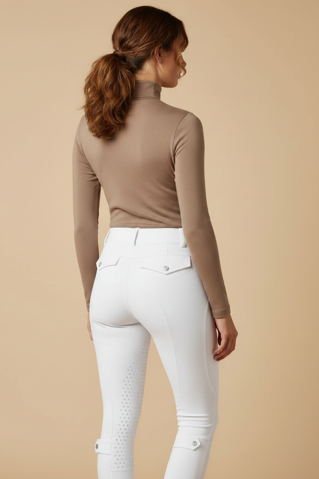 Pantalon Équitation Blanc Femme Silicone Ajusté Confortable - Polyester - vue 2