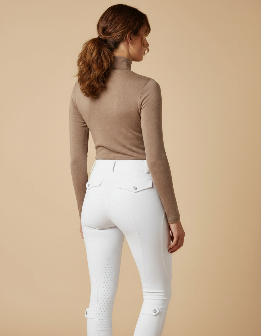 Pantalon Équitation Blanc Femme Silicone Ajusté Confortable - Polyester - vue 2