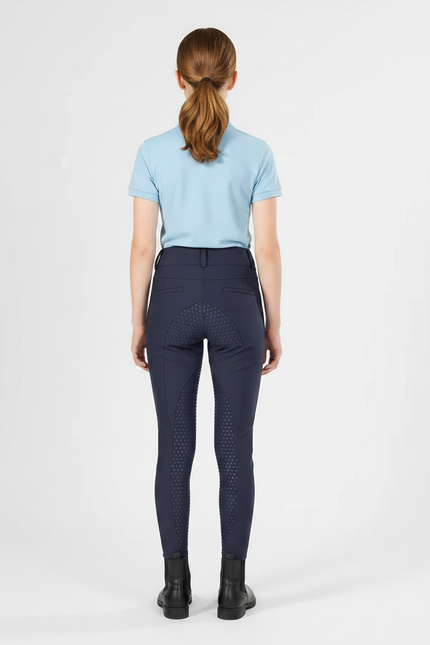 Pantalon Équitation Marine Silicone Fille Ajusté - Polyester - vue 2