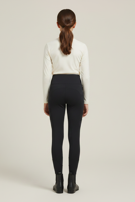 Pantalon Équitation Noir Adhérent Silicone Enfant Ajusté - Polyester - vue 2