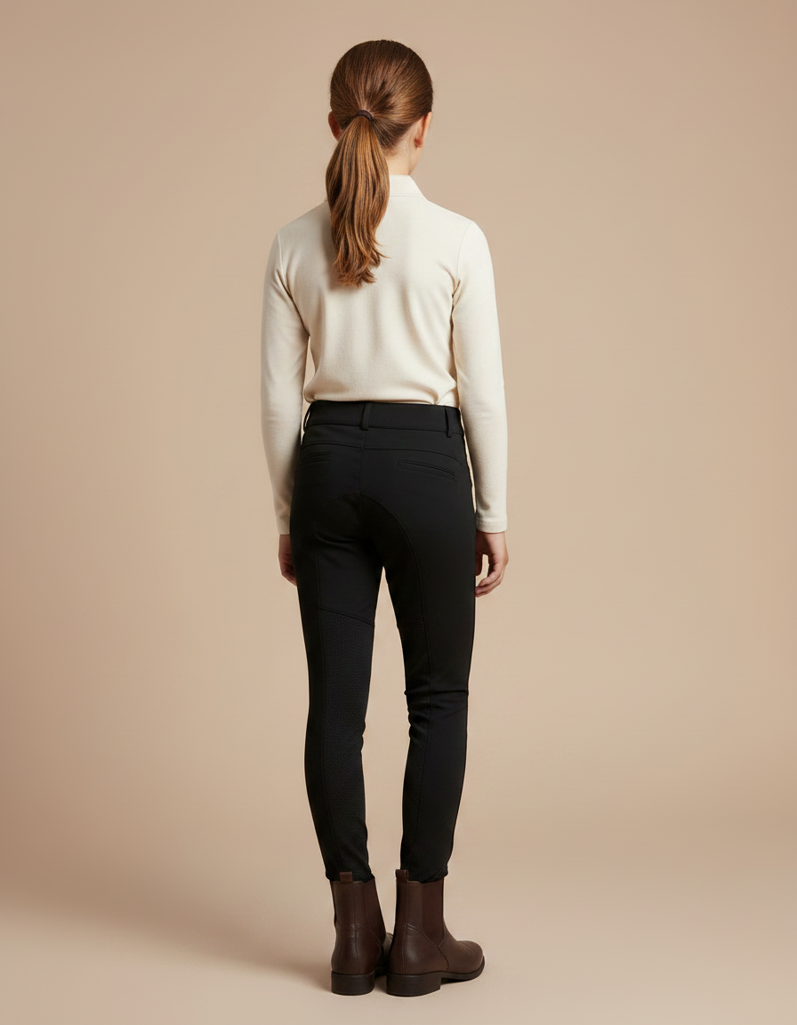 Pantalon Équitation Noir Enfant Silicone Confortable Ajusté - Polyester - vue 2