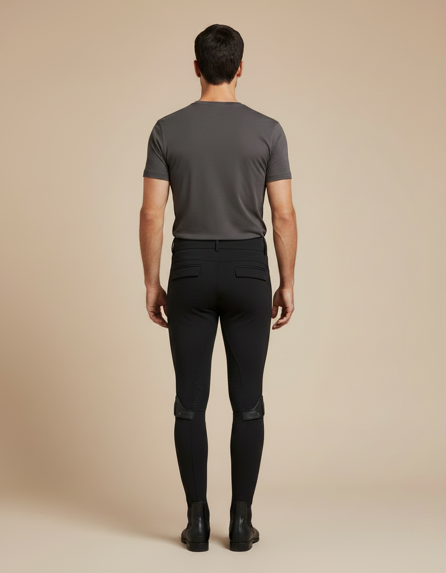 Pantalon Équitation Noir Homme Adhérent Ajusté Silicone - Polyester - vue 2
