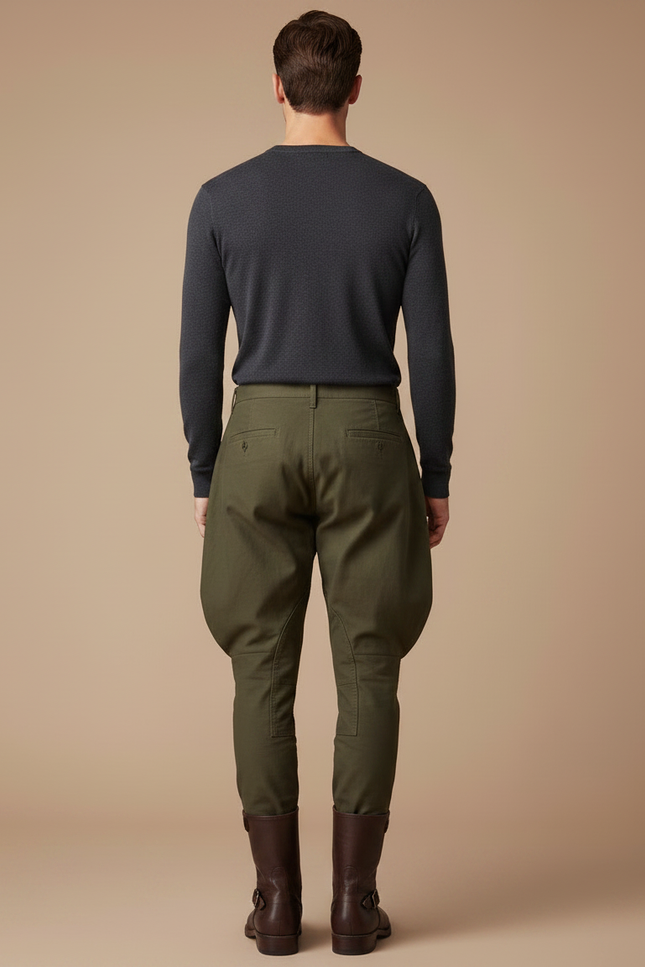 Pantalon Equitation A Pince - Kaki Gabardine - vue 2