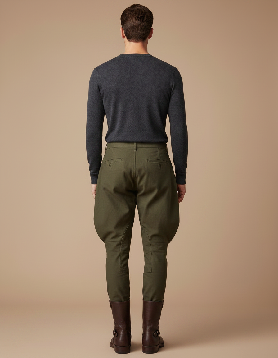 Pantalon Equitation A Pince - Kaki Gabardine - vue 2