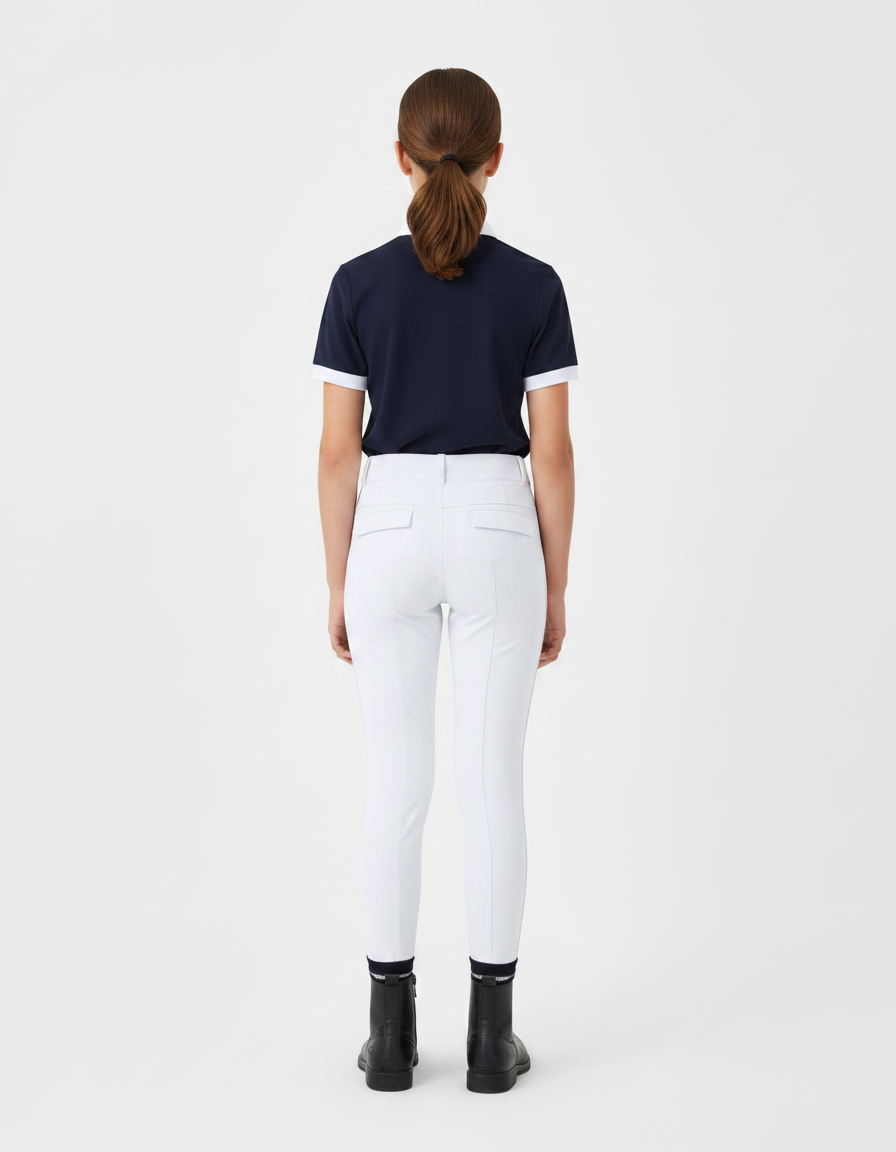 Pantalon Équitation Blanc Enfant Ajusté Stretch Confortable - Polyester - vue 2