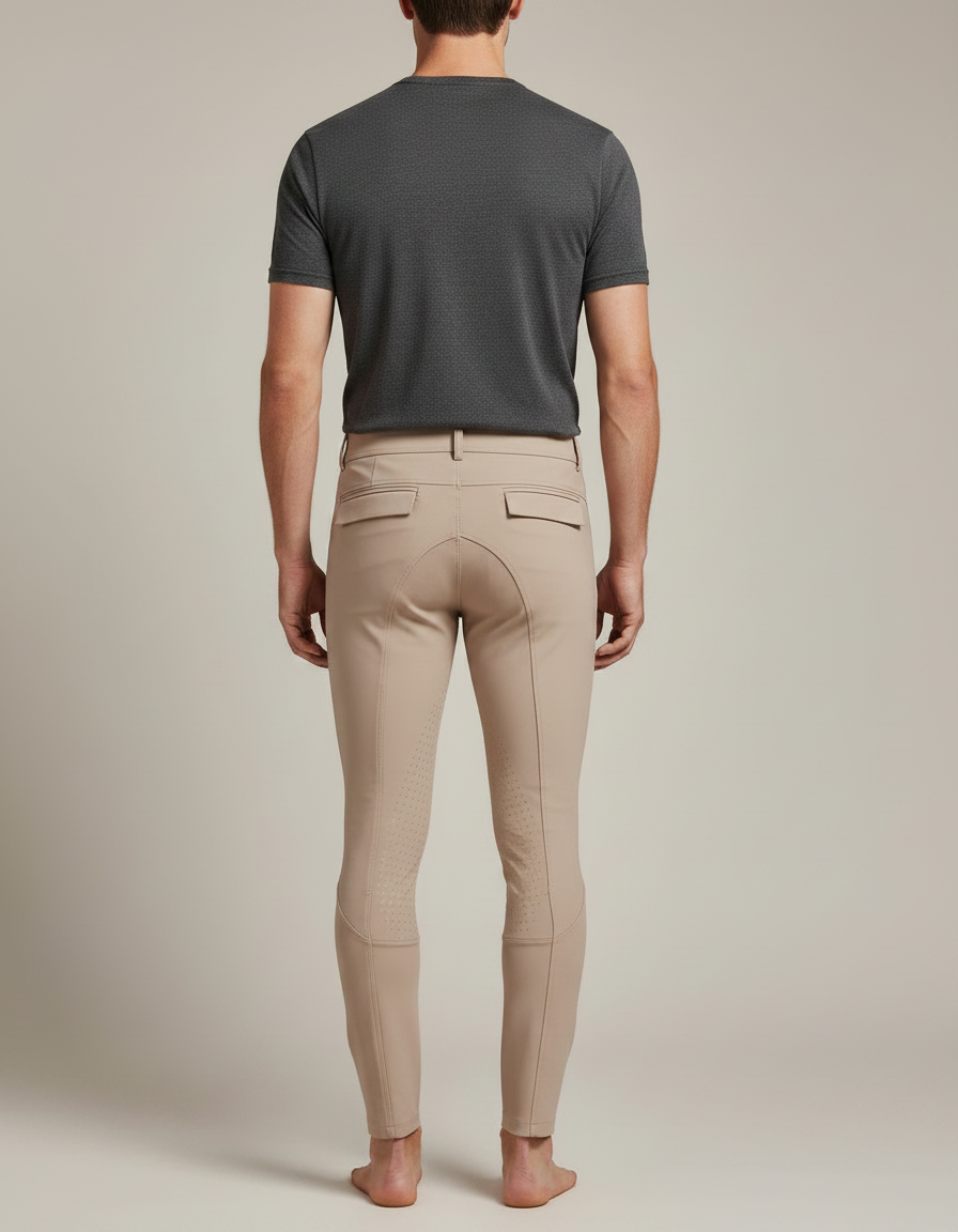 Pantalon Équitation Beige Homme Silicone Ajusté Respirant - Polyester - vue 2