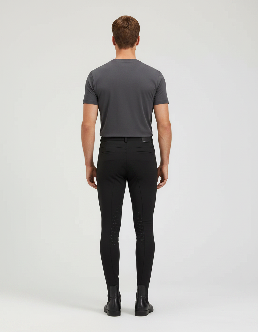 Pantalon Équitation Noir Homme Silicone Ajusté Stretch - Polyester - vue 2
