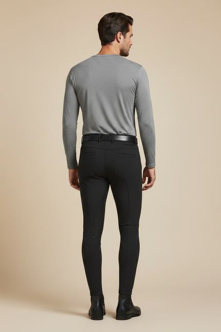 Pantalon Équitation Noir Homme Adhérent Silicone Ajusté - Polyester - vue 2