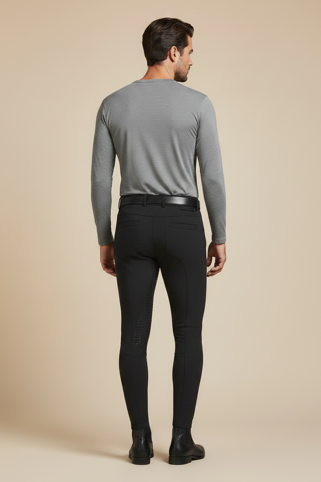 Pantalon Équitation Noir Homme Adhérent Silicone Ajusté - Polyester - vue 2
