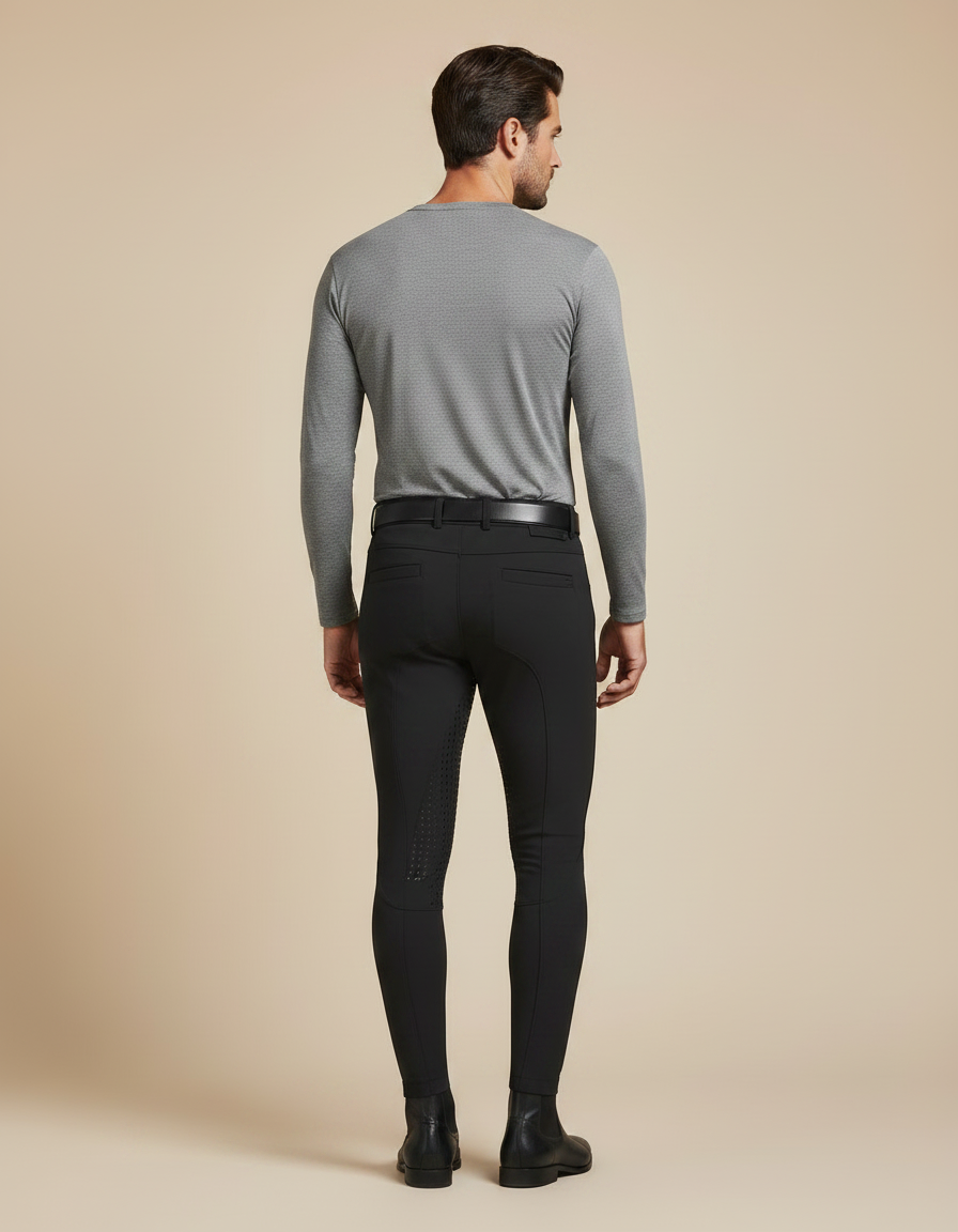 Pantalon Équitation Noir Homme Adhérent Silicone Ajusté - Polyester - vue 2