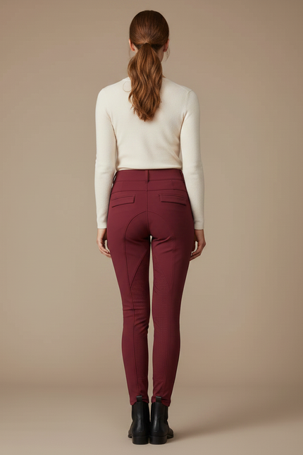 Pantalon Équitation Bordeaux Femme Ajusté Poches Confortable - Polyester - vue 2