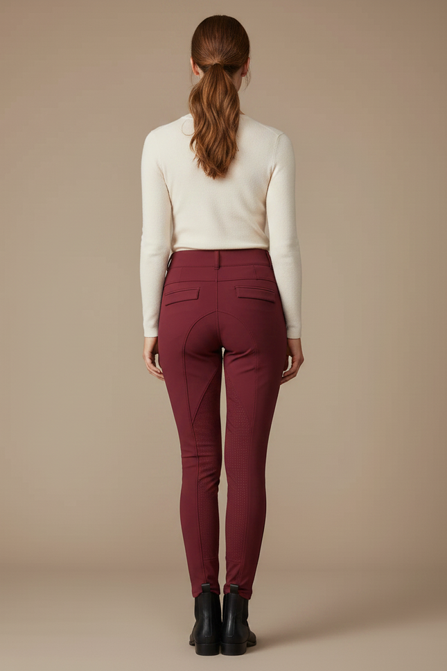 Pantalon Équitation Bordeaux Femme Ajusté Poches Confortable - Polyester - vue 2