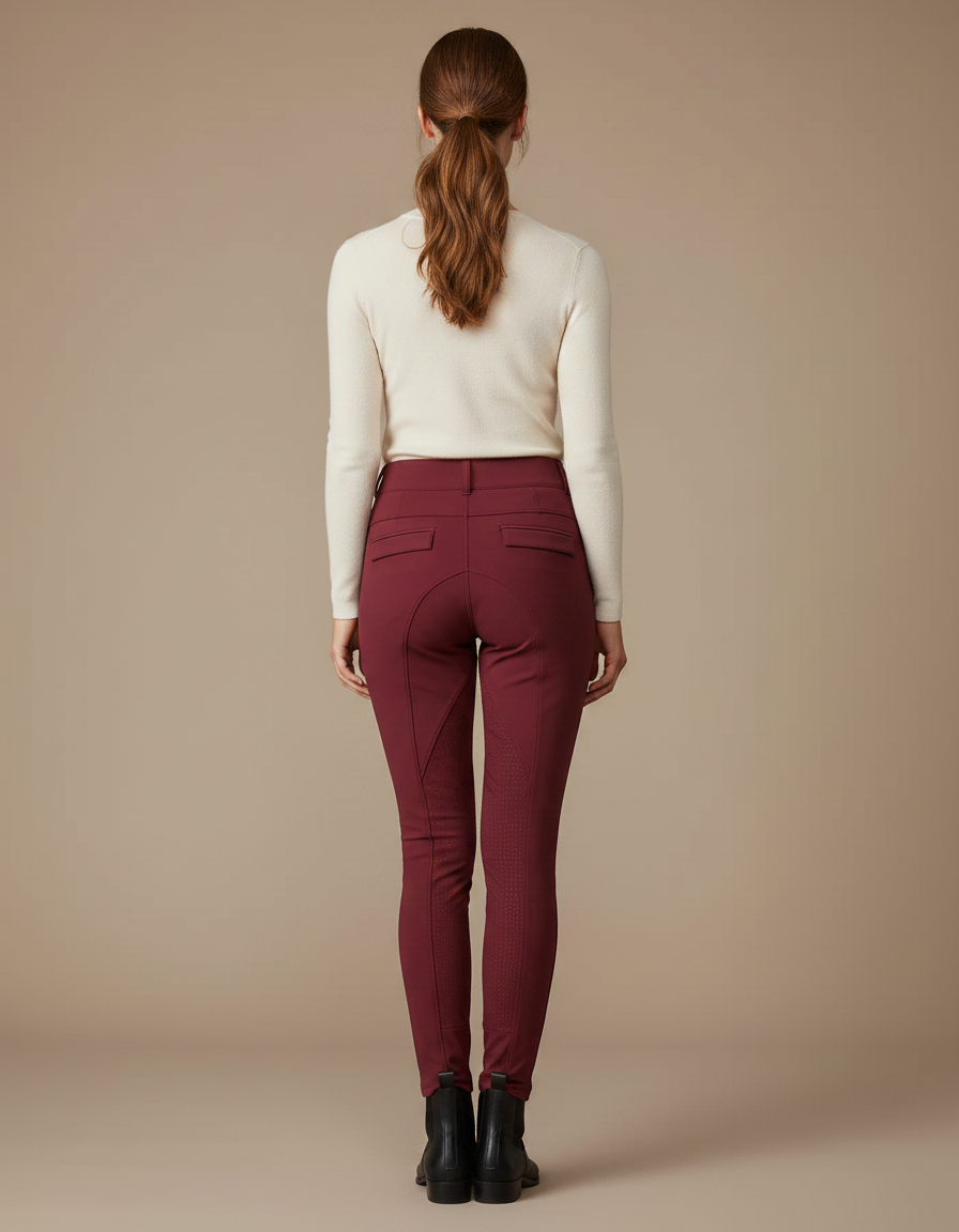 Pantalon Équitation Bordeaux Femme Ajusté Poches Confortable - Polyester - vue 2