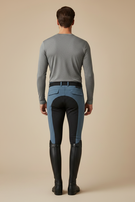 Pantalon Equitation Bicolore - Bleu Polyester - vue 2