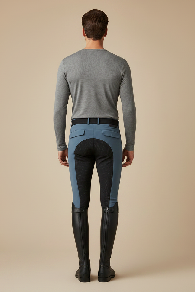 Pantalon Equitation Bicolore - Bleu Polyester - vue 2