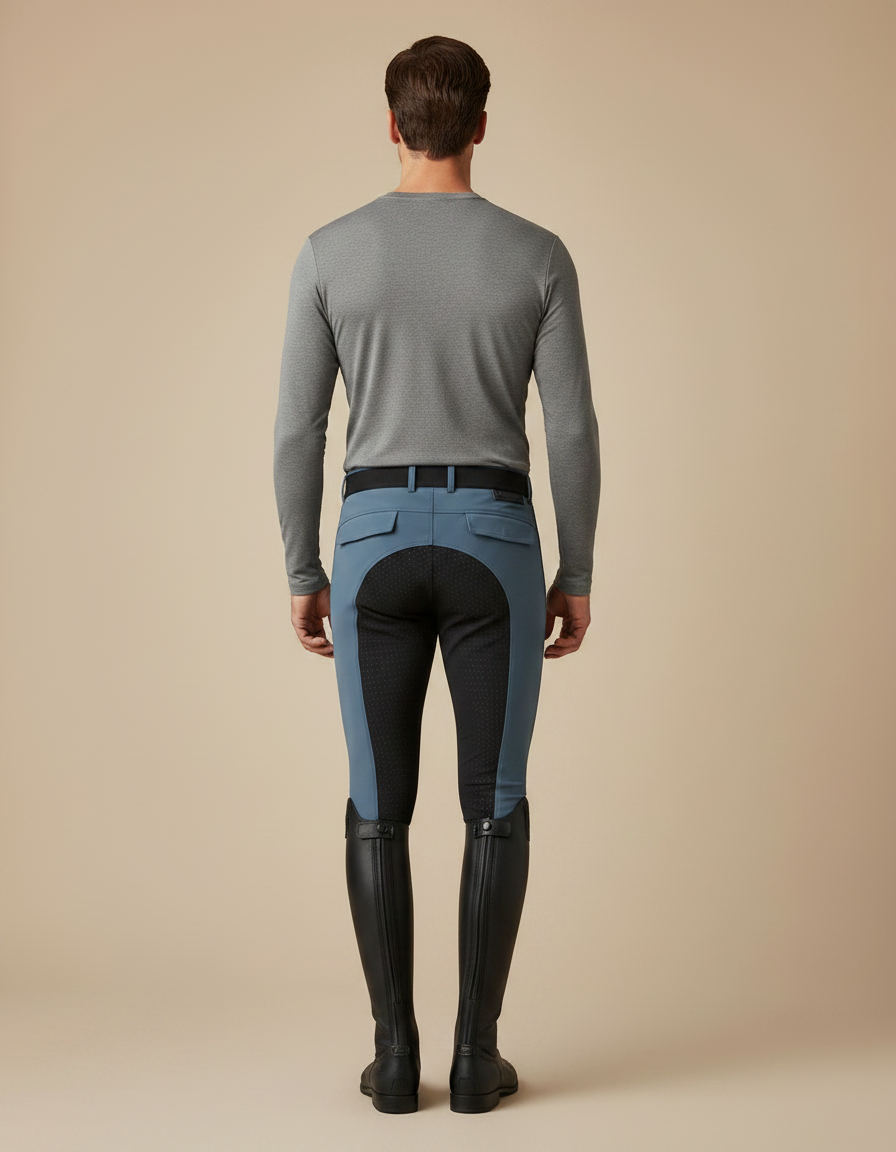 Pantalon Equitation Bicolore - Bleu Polyester - vue 2