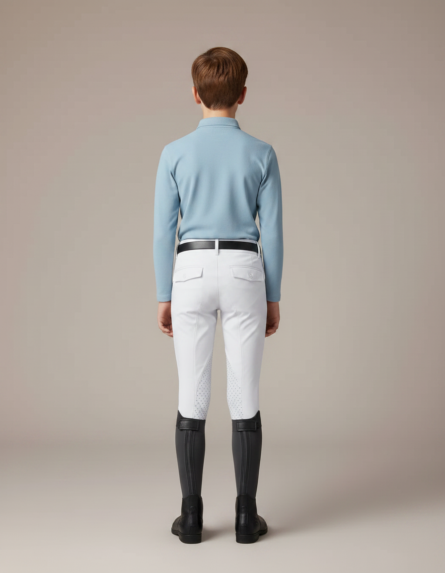 Pantalon Équitation Blanc Silicone Enfant Ajusté - Polyester - vue 2