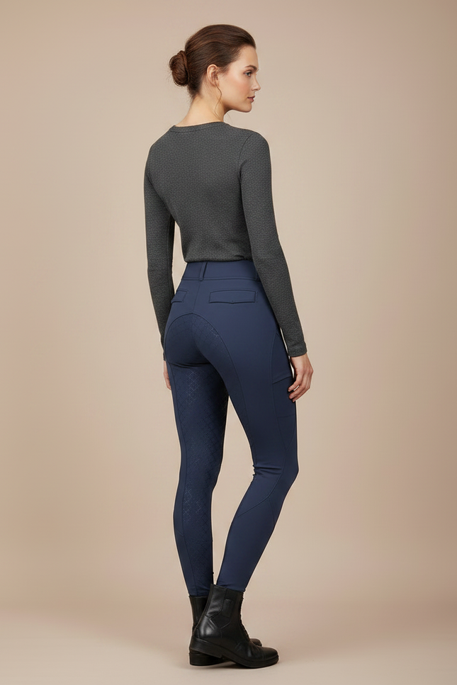 Pantalon Équitation Marine Silicone Femme Confortable Poches - Polyester - vue 2