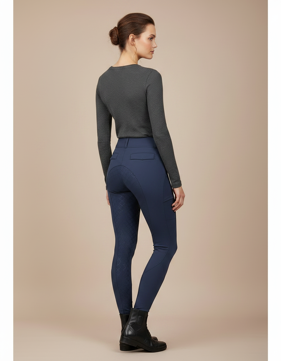 Pantalon Équitation Marine Silicone Femme Confortable Poches - Polyester - vue 2