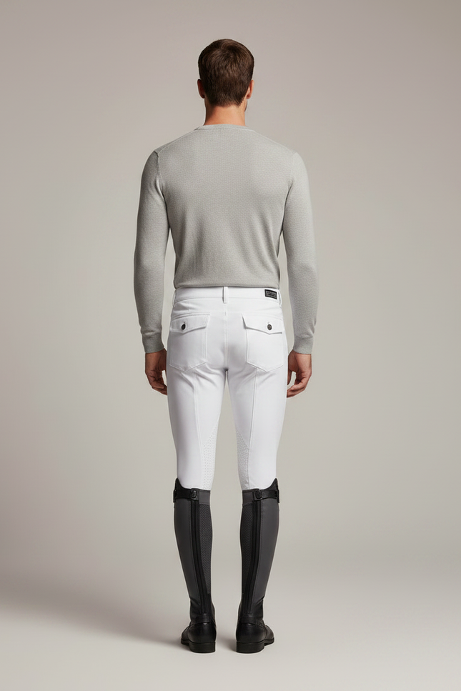 Pantalon Équitation Blanc Silicone Adhérent Confortable Homme - Polyester - vue 2