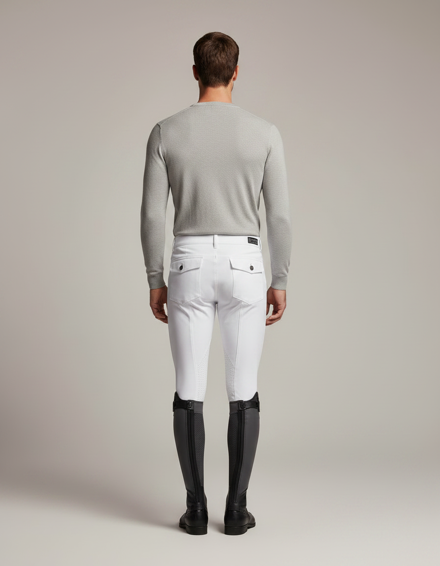 Pantalon Équitation Blanc Silicone Adhérent Confortable Homme - Polyester - vue 2