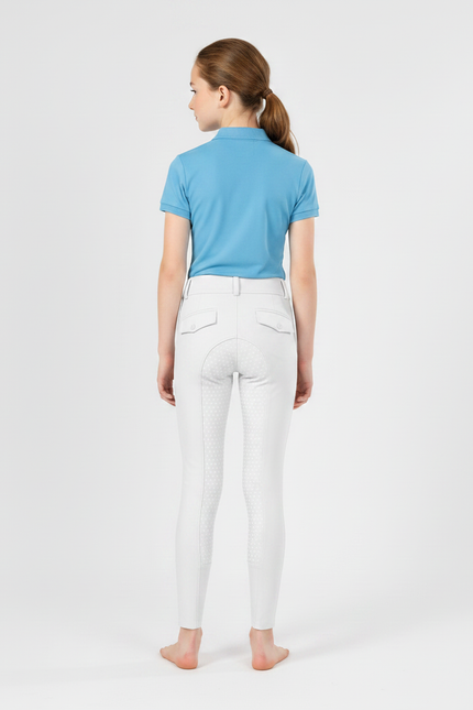 Pantalon Équitation Blanc Silicone Fille Ajusté Confortable - Polyester - vue 2