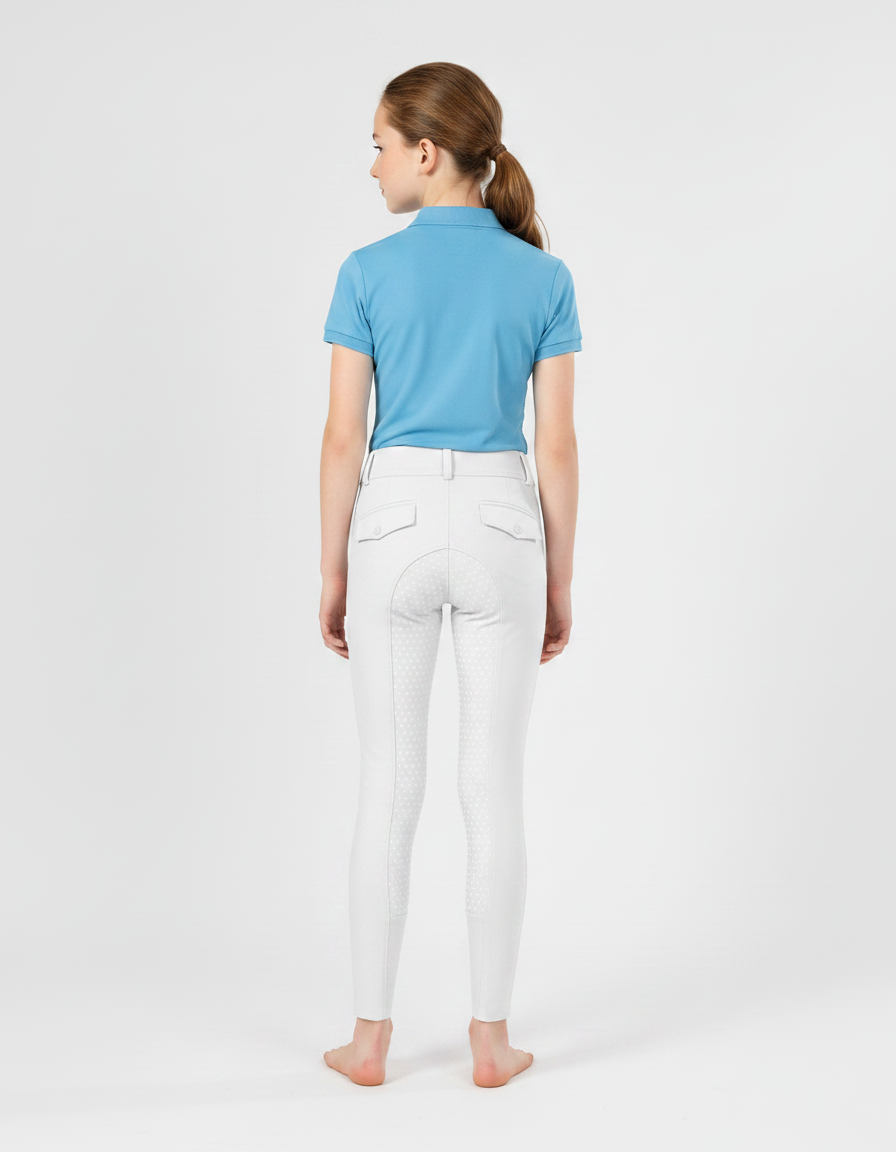 Pantalon Équitation Blanc Silicone Fille Ajusté Confortable - Polyester - vue 2