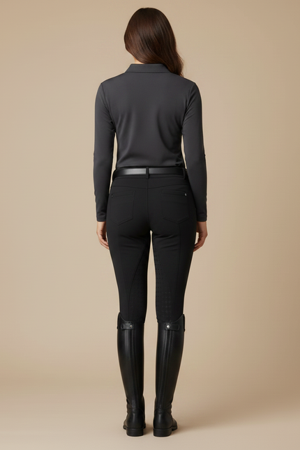 Pantalon Equitation Femme Grip - Noir Polyester - vue 2
