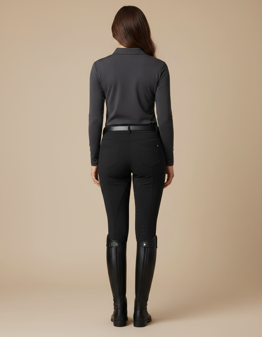 Pantalon Equitation Femme Grip - Noir Polyester - vue 2
