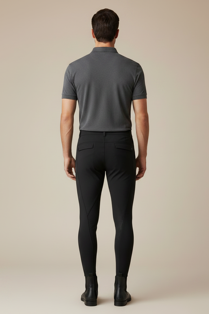 Pantalon Équitation Noir Homme Silicone Ajusté Confortable - Polyester - vue 2