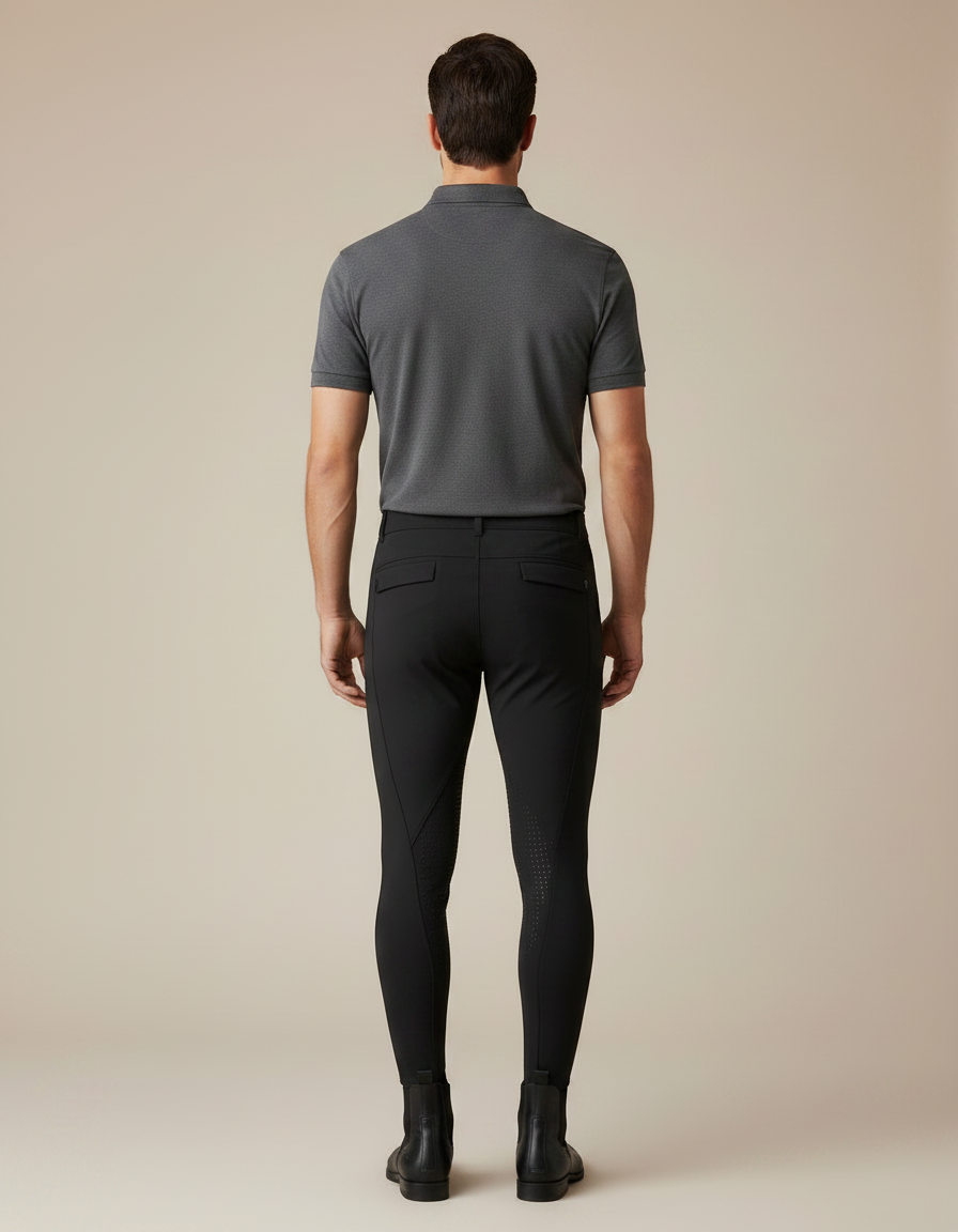 Pantalon Équitation Noir Homme Silicone Ajusté Confortable - Polyester - vue 2